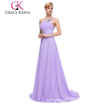 Grace Karin Moda De Las Mujeres Una Sirena De Hombro Larga De Lana Con Prom Vestido De Lila CL2949-8